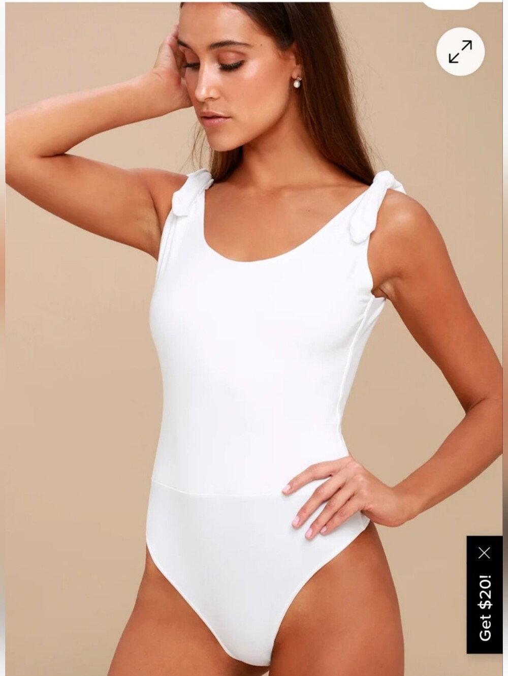 Lulu's White Bodysuit Tie Strap